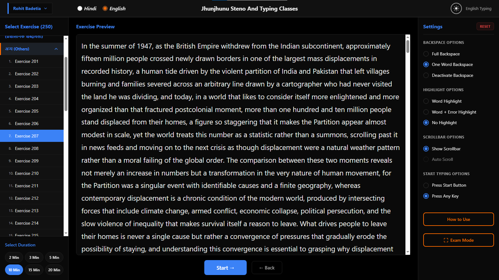 Dark Mode English Selection